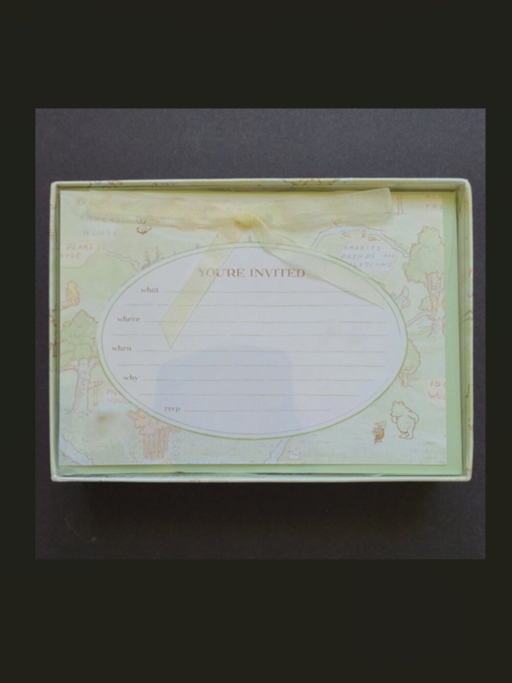 5/$15 Disney Target Classic Pooh 10 Invitations Envelopes Box Hundred Acre Wood